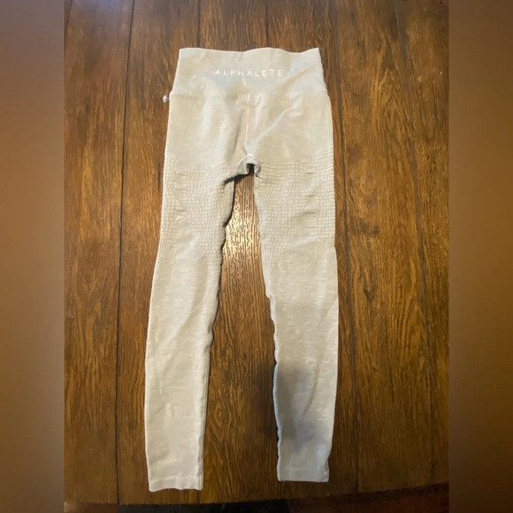 Alphalete Amplify Gray Lifting Athletic Full Length Leggings Size Medium C3 - Picture 2 of 5